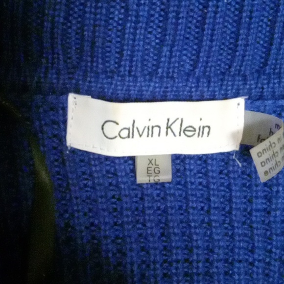 Calvin Klein Royal Blue Tunic Sweater Acrylic Cawl Neck - Picture 5 of 12